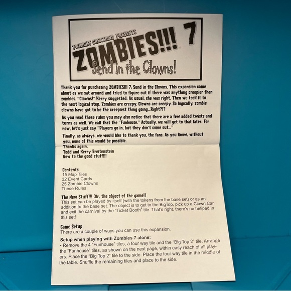 Twilight Creations’ Zombies!!! 7: Send in the Clowns Board Game - First Edition - Picture 4 of 9